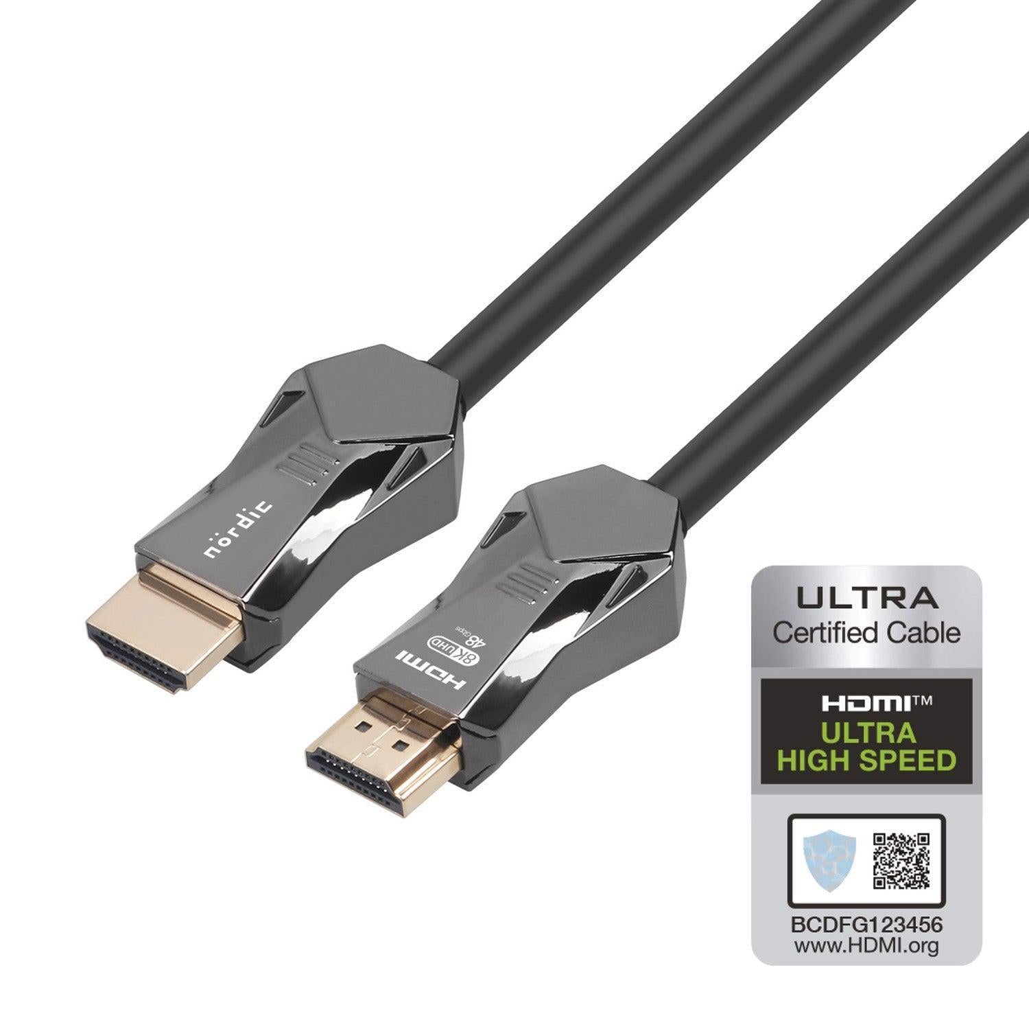 NORDIC CERTIFICEREDE KABLER 5m Ultra High Speed HDMI 2.1 8K 60Hz 4K 120Hz 48Gbps Dynamic HDR eARC VRR-kabel forgyldt