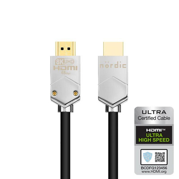 NORDIC CERTIFIED KABLER 3m Ultra High Speed HDMI 2.1 8K 60Hz 4K 120Hz 48Gbps Dynamic HDR eARC VRR guldbelagt