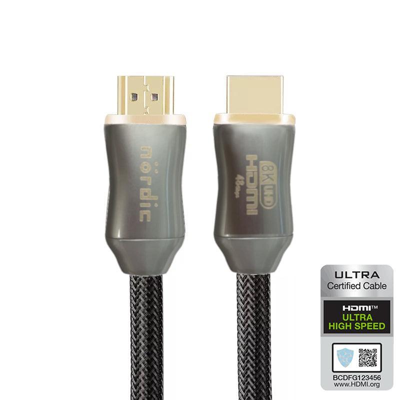 NORDIC CERTIFIED KABLER 3m Ultra High Speed HDMI 2.1 8K 60Hz 4K 120Hz 48Gbps Dynamic HDR eARC VRR nylon flettet kabel forgyldt ekstra holdbart