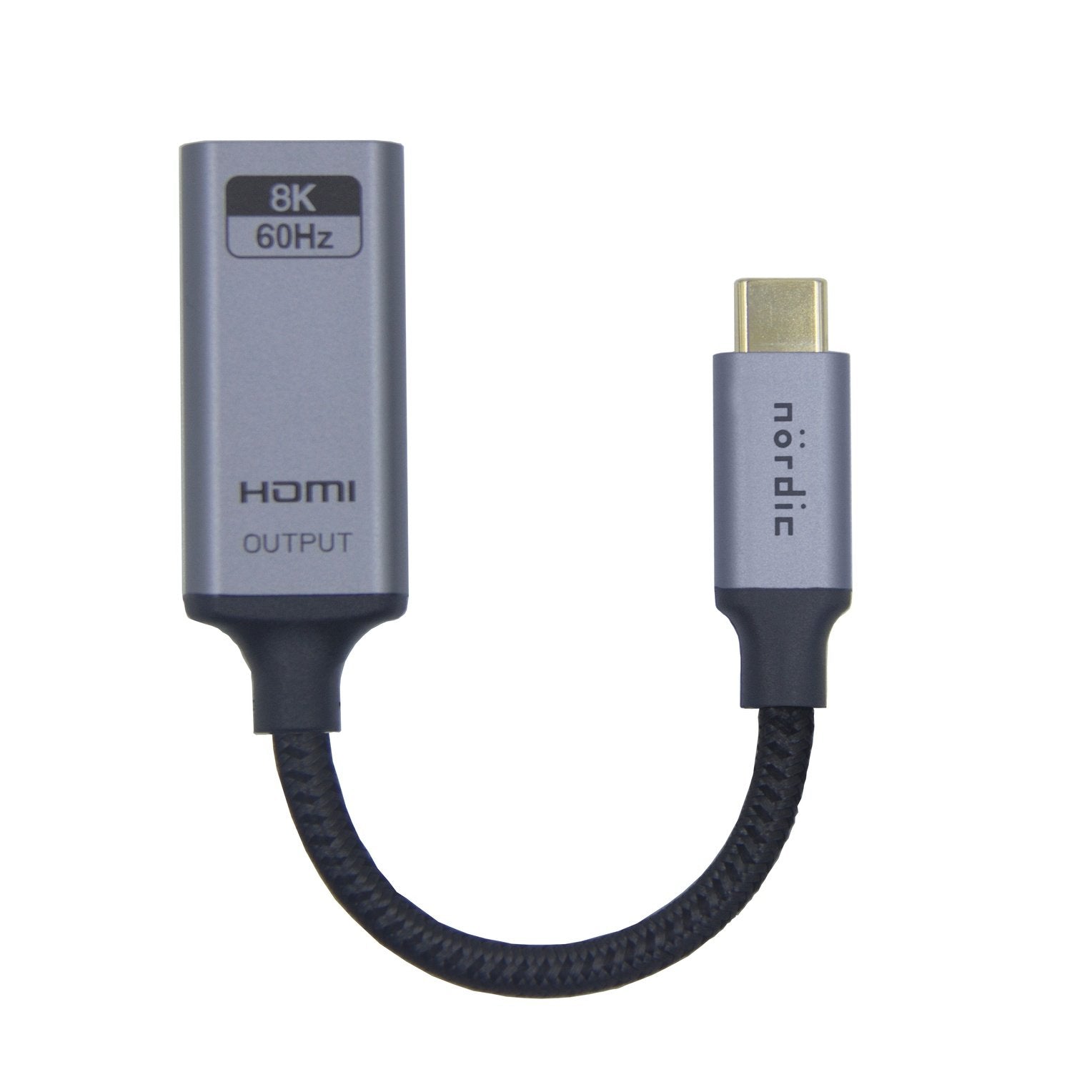 NÖRDIC 0,5 m USBC til DisplayPort kabel UHD 4K 60Hz DP 1.2 21,6Gbps HDCP Alt måde over USB C Aluminium kontakter Space Gray