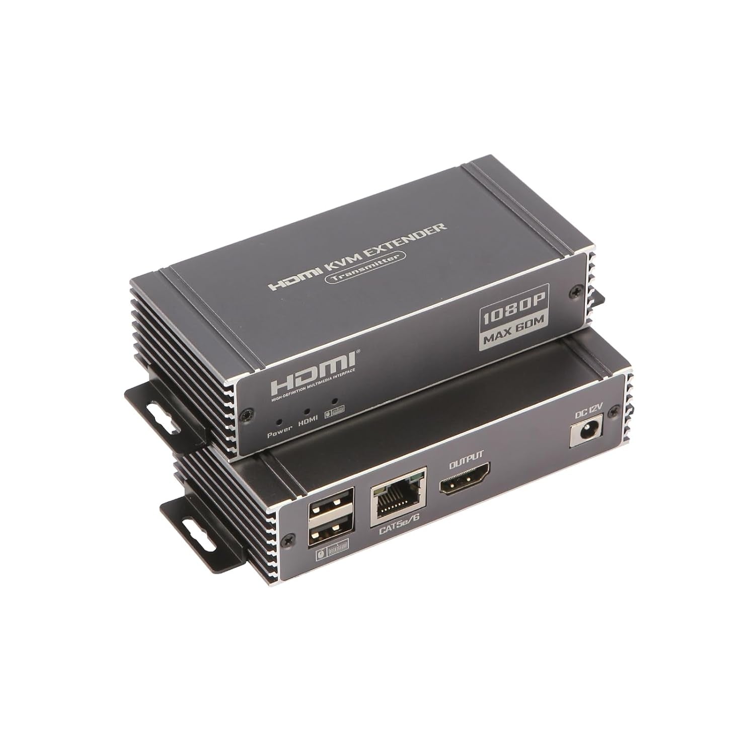 NÖRDIC 1080P 60Hz 65M HDMI KVM Extender USB over Cat5e/Cat6, POC med loop-support, USB til tastatur og mus til PC/computer