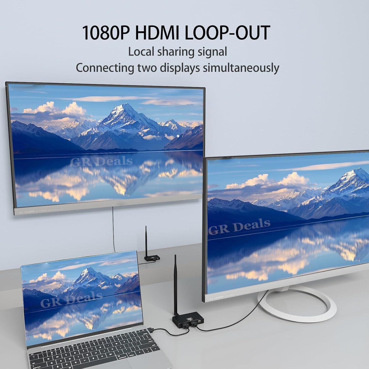 NÖRDIC 1080P Full HD HDMI Trådløs 180m Forlænger TX til RX Loop Out WiFi 5.8G