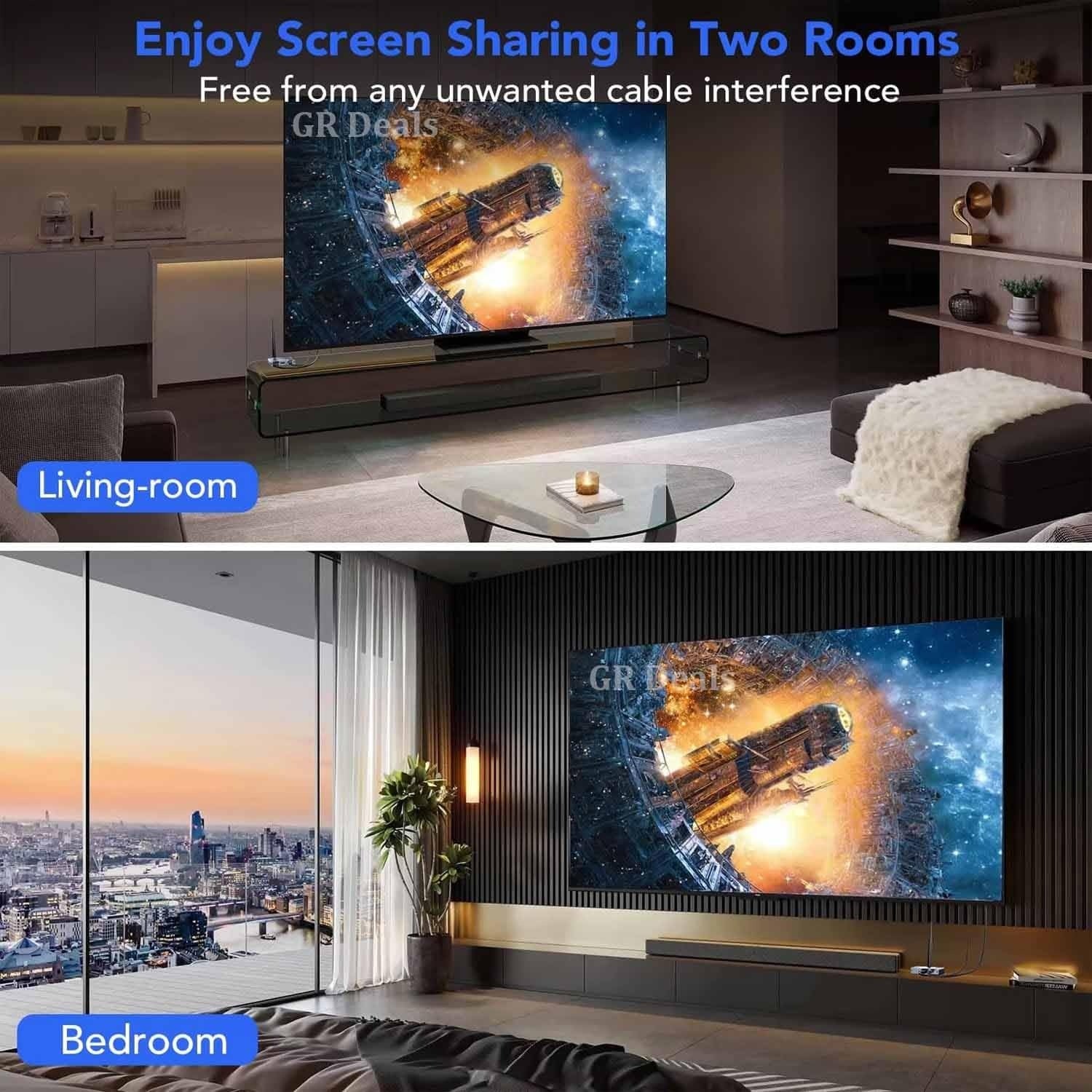 NÖRDIC 1080P Full HD HDMI Trådløs 180m Forlænger TX til RX Loop Out WiFi 5.8G