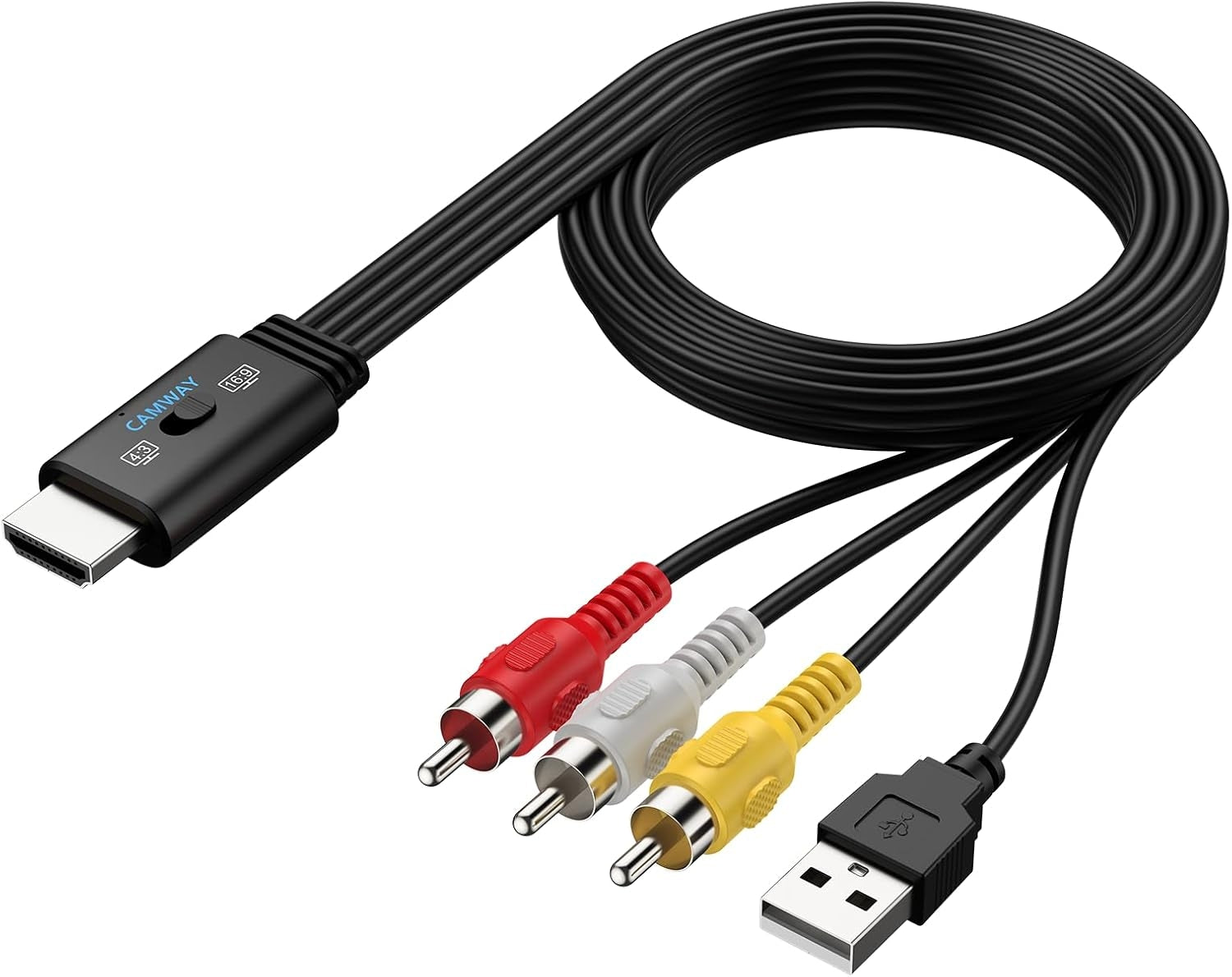 NÖRDIC 1080P RCA to HDMI Converter 16:9/4:3 Switch for VCRs/VHS/DVD Player,Mini Composite CVBS Audio Video Adapter,PAL,NTSC Support