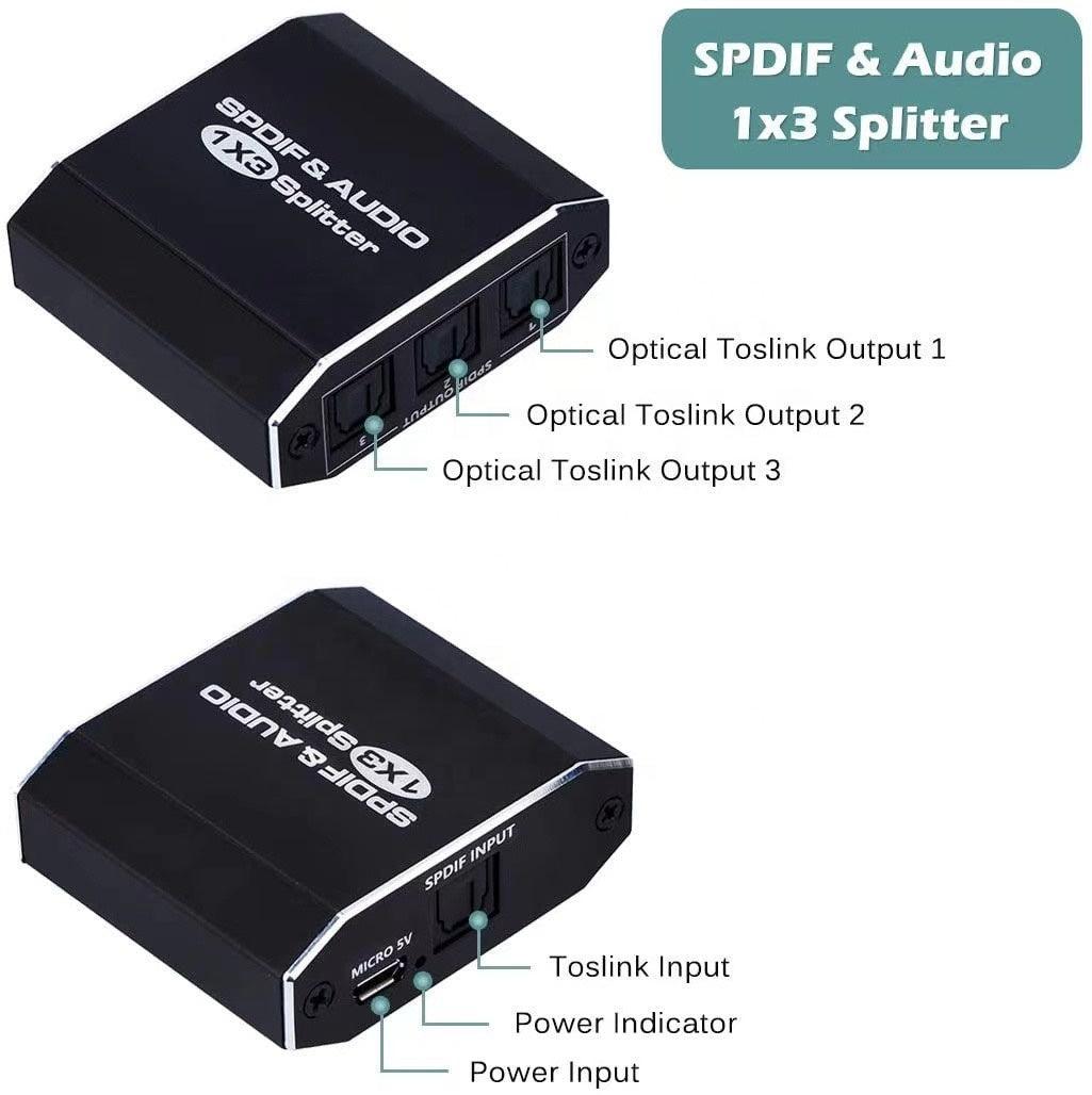 NÖRDIC 1-3 Splitter Optisk lyd SPDIF Toslink Cable 1m understøtter Dolby Digital, DTS 5.1 PCM LPCM