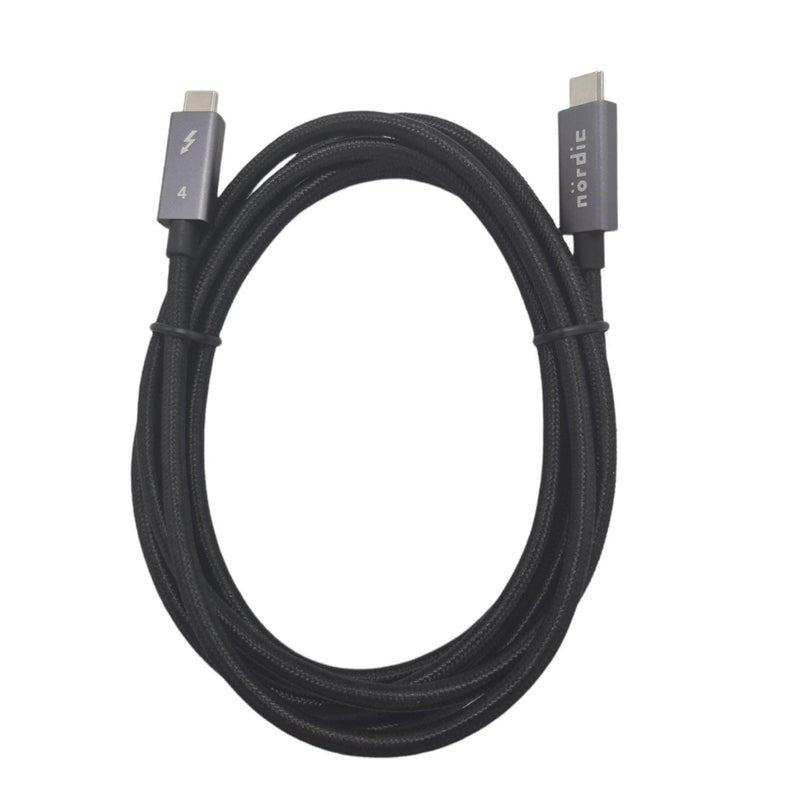 NÖRDIC 1,5 m Thunderbolt 4 USB-C kabel 40 Gbps 100 W opladning 8K video kompatibel med USB 4 og Thunderbolt 3