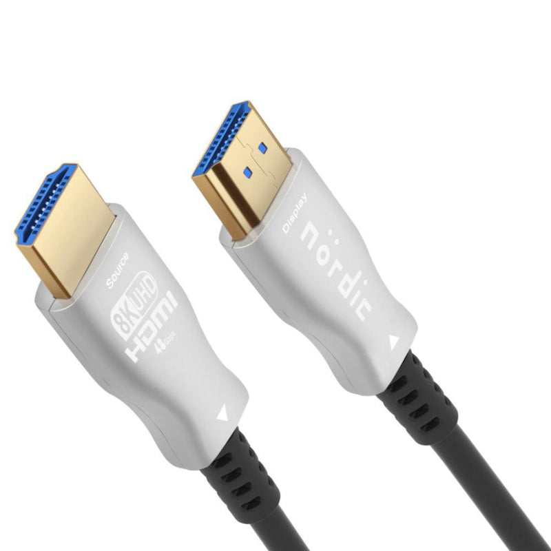 NÖRDIC 15m aktivt AOC optisk fiberkabel HDMI 2.1 8K 60Hz 4K 120Hz 48Gbps Dynamic HDR, eARC, VRR kompatibel med RTX 3080 3090