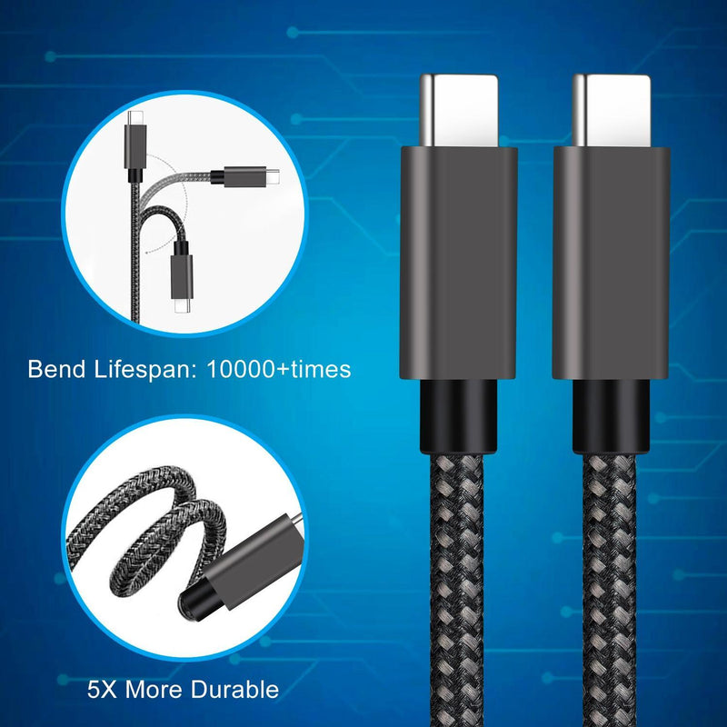 NÖRDIC 1M USB C 3.1 til USB C Nylon Flettet Kabel Hurtig opladning 3A Gen1 5Gbps Power Delivery PD 60W