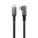 NÖRDIC Vinklet 1m USB4 USB-C til C nylonflettet kabel PD3.1 240W 40G 8K60Hz 4K144Hz grå