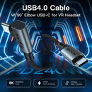 NÖRDIC Vinklet 1m USB4 USB-C til C nylonflettet kabel PD3.1 240W 40G 8K60Hz 4K144Hz grå