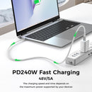 NÖRDIC 1m USB4 USB-C til C nylonflettet kabel PD3.1 med 240W hurtigopladning 40G 8K60Hz 4K120Hz 5K60Hz 2x4K60Hz Emarker