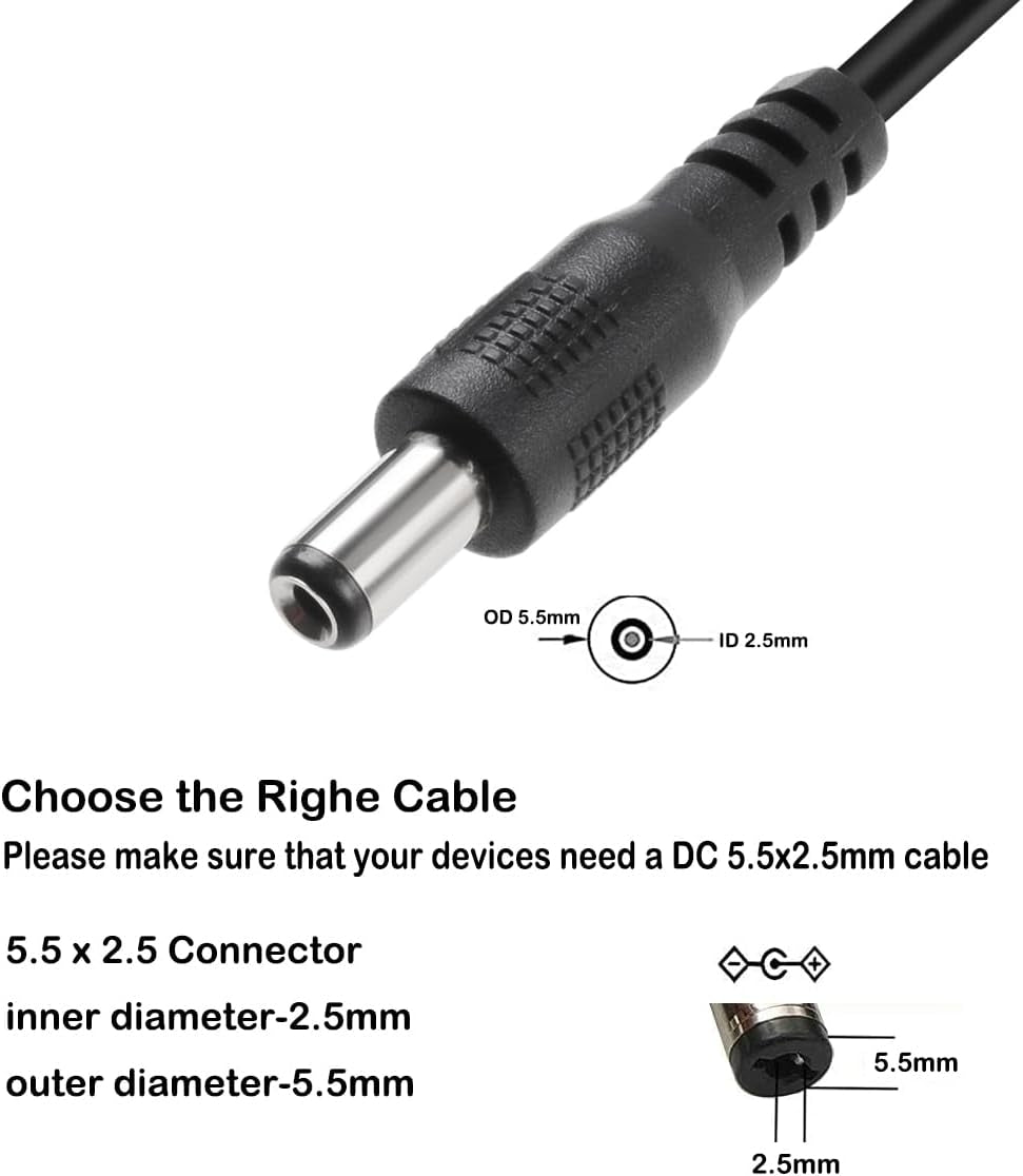 NÖRDIC 1 m USB-A kabel til DC 5.5×2.5 mm 2A