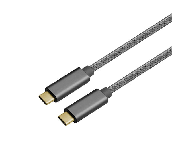 NÖRDIC 1m USB-C til C USB-kabel USB3.1 Gen1 opladning på Power Delivery 60W 5Gbps 3A med Emarker, Nylon Flettet SPCA grå