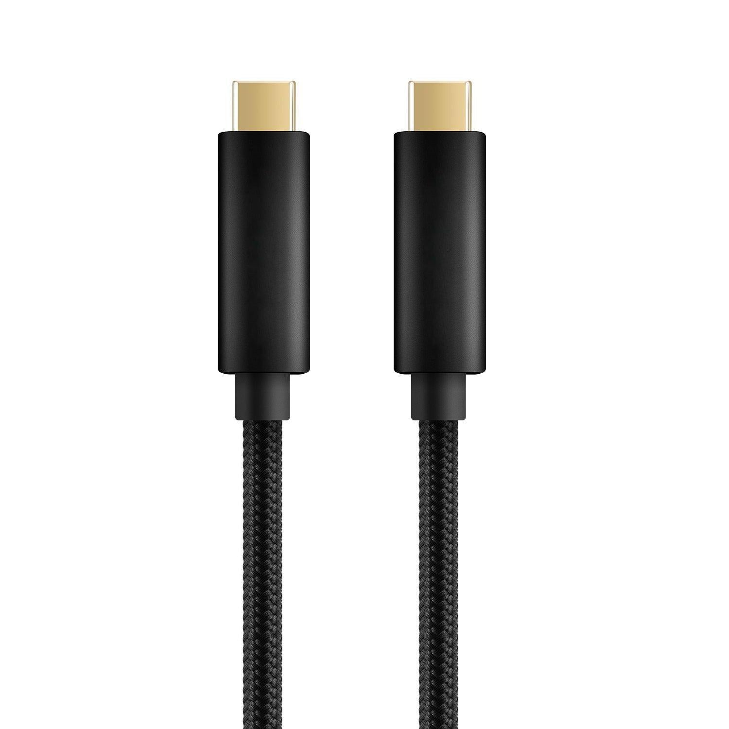 NÖRDIC 1m USB-C til C USB-kabel USB3.1 Gen1 opladning på Power Delivery 60W 5Gbps 3A med Emarker, Nylon Flettet sort