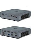 NÖRDIC 1 til 16 USB-C dockingstation tredobbelte skærme 2xHDMI 1xDP 4K60Hz 7xUSB 1xUSB-C PD65W 1xRJ45 1xAudio 1xSD 1xMicro SD Thunderbolt 3/4 USB4