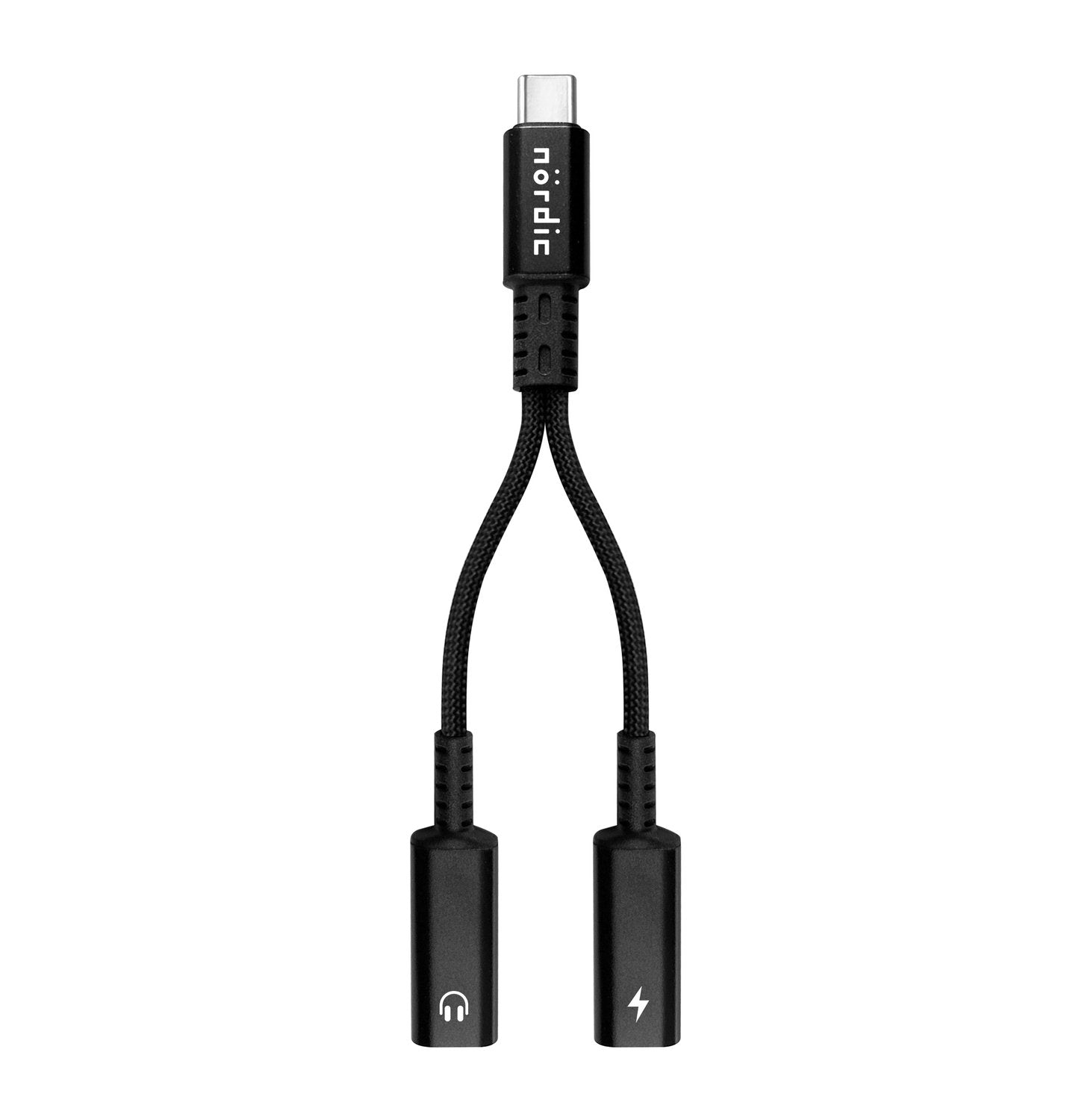 NÖRDIC 1 til 2 USB-C til 2xUSB-C hovedtelefonadapter med 60W opladning