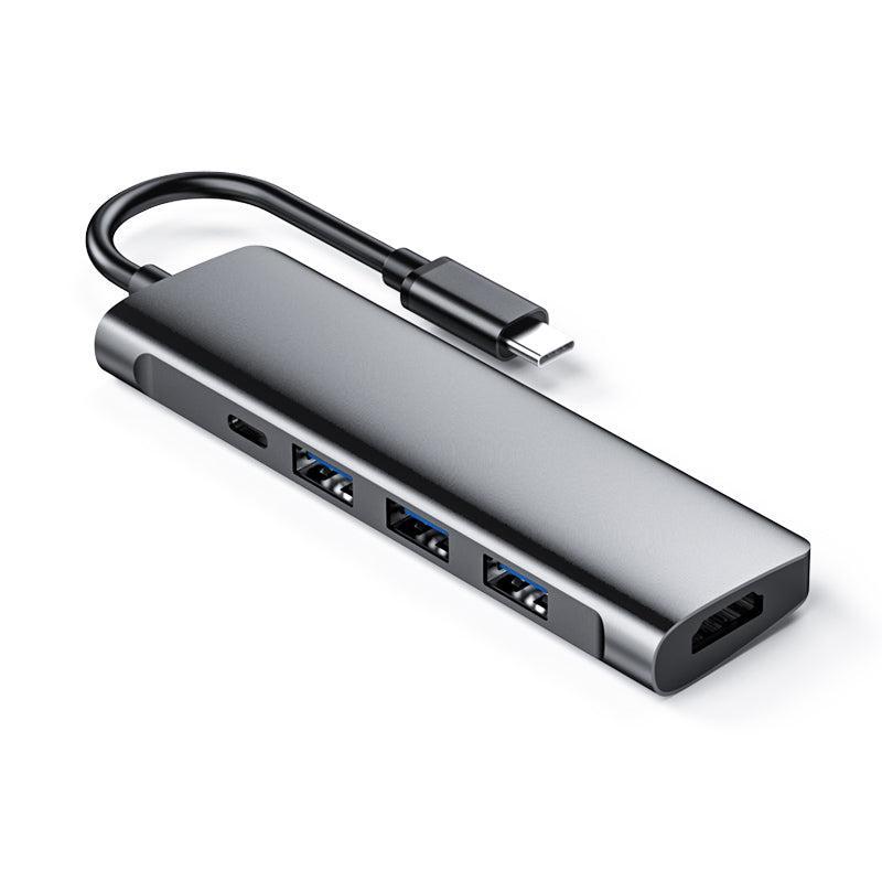 NÖRDIC 1 til 5 C USB Docking 1xHDMI 4K 30Hz 1xUSB C 60W PD 3xUSB3.1 5Gbps aluminium space Grå