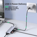 NÖRDIC 1 til 6 USB C aluminium dockingstation 1xHDMI 4K 30Hz 2xUSB-A 3.1 5Gbps 1x USB C PD87W 1xSD/TF kortlæser