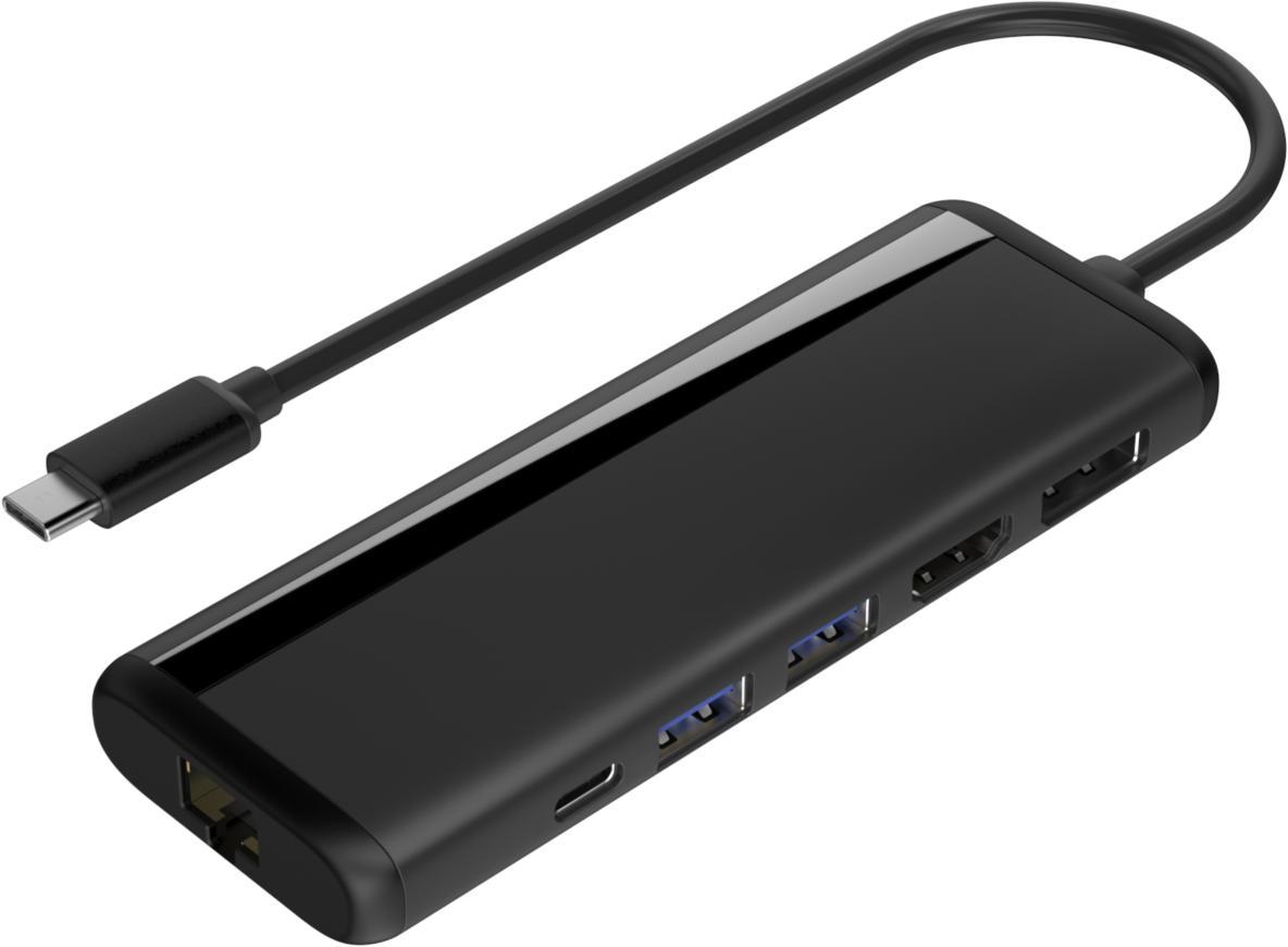 NÖRDIC 1 til 8 USB-C dockingstation til dobbeltskærme 1xHDMI 1xDP 8K30Hz 4K120Hz 100W 2xUSB-A 1xRJ45 1xSD 1xMicroSD Mac M1 & M2 Thunderbolt 3/4