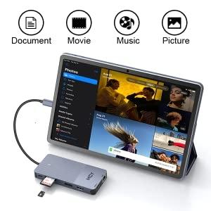 NÖRDIC 1 til 11 USB-C dockingstation til tre skærme 2xHDMI 4K60Hz 1xDP4K60Hz DP87W Thunderbolt 3/4 DisplayLink