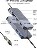 NÖRDIC 1 til 10 USB-A & C DisplayLink-dockingstation 2xHDMI, 1xVGA, 2xUSB3.0, 1xRJ45, 2xSD/TF, 2x3,5 mm