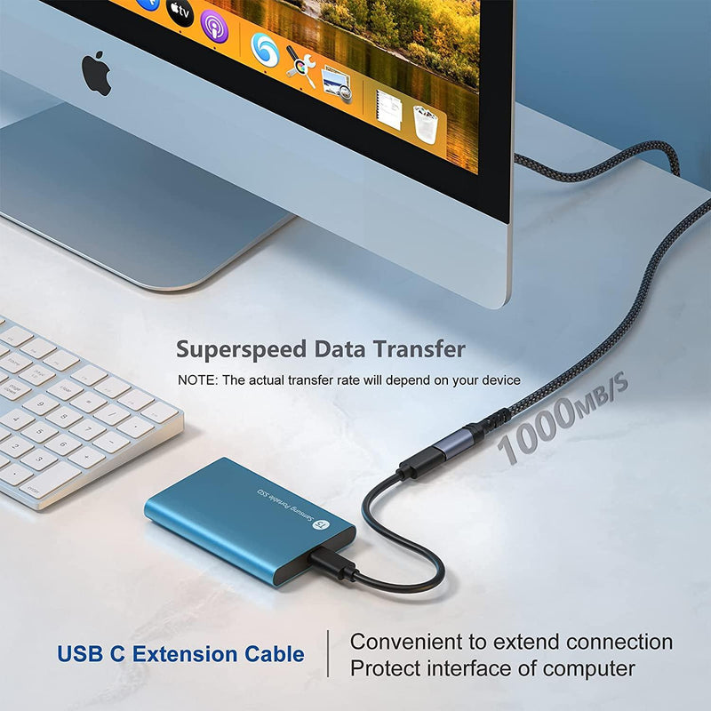 NÖRDIC 20cm USB3.2 Gen2 USB-C forlængerkabel til 10Gbps 5A 100W Thunderbolt3