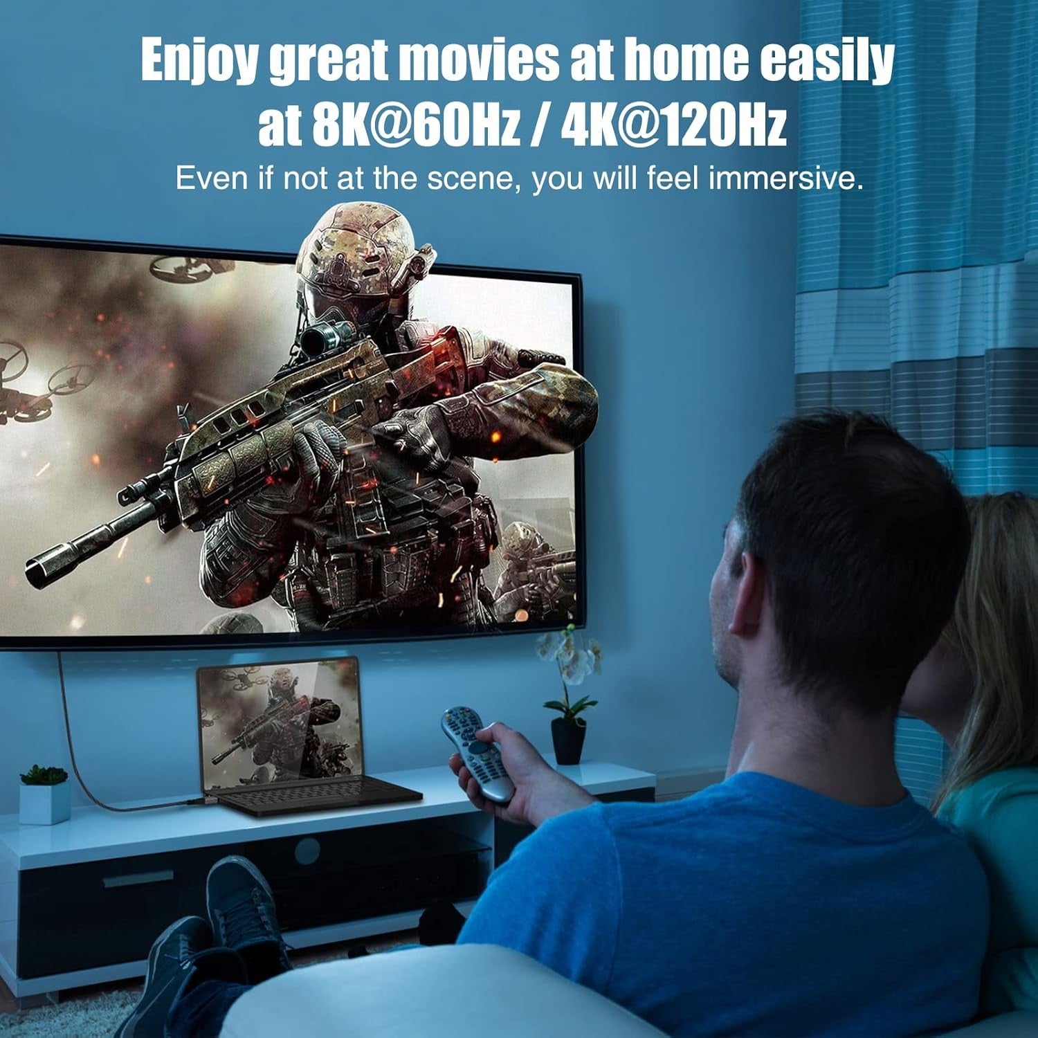 NÖRDIC 20m aktiv AOC optisk fiberkabel HDMI 2.1 4K 8K 60Hz 120Hz 48 Gbps Dynamic HDR eARC, VRR kompatibel med RTX 3080 3090