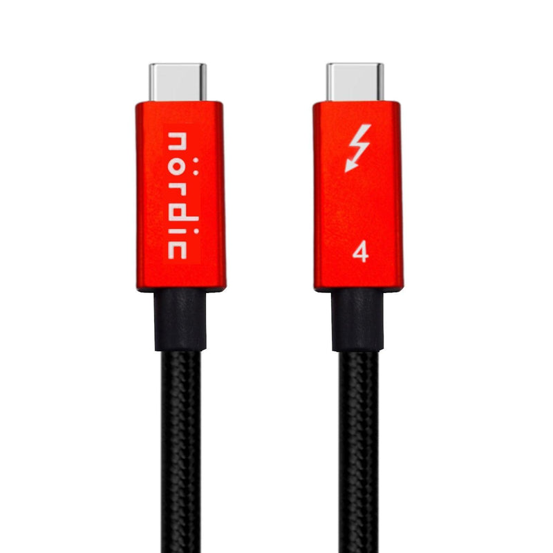 NÖRDIC 25 cm Thunderbolt 4 USB-C kabel 40Gbps 100W opladning 8K video kompatibel med USB 4 og Thunderbolt 3