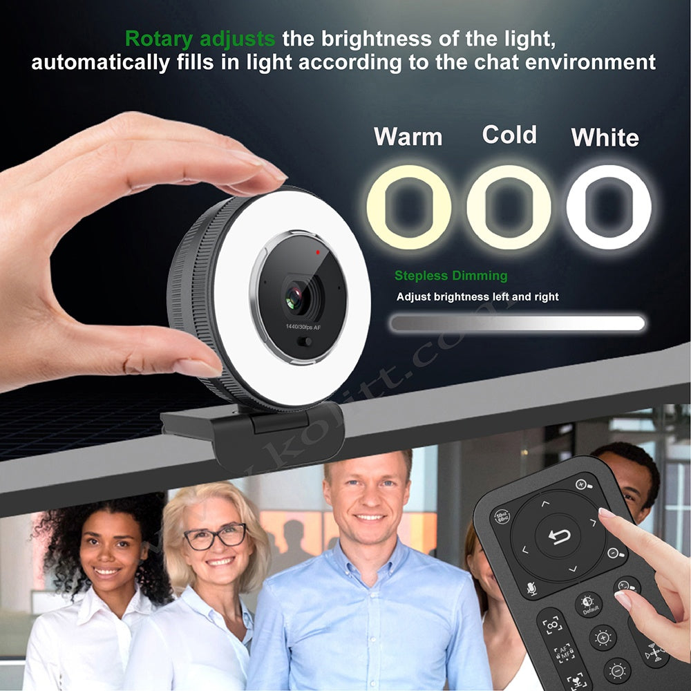 NÖRDIC 2K 30fps 4MP webcam med ringlys 5X zoom 1/2,8 CMOS-sensor