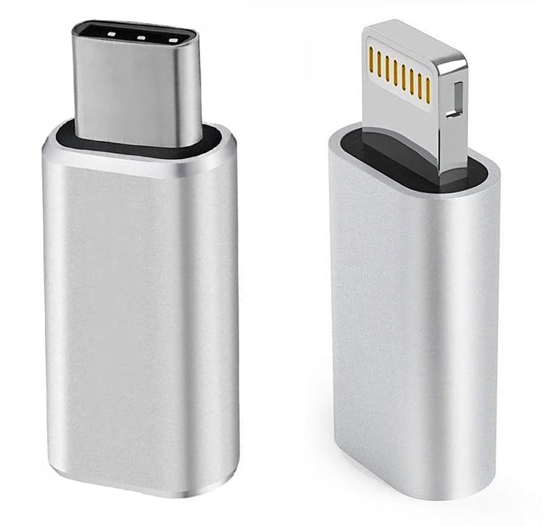 NÖRDIC 2 i 1 kit USB adapter C nødt til Lightning kvindelige og Lightning har til USB C ho (non-MFI) aluminium space Gray