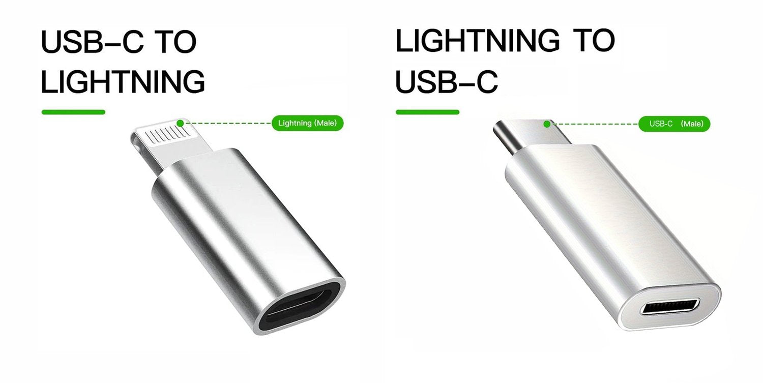 NÖRDIC 2 i 1 kit USB adapter C nødt til Lightning kvindelige og Lightning har til USB C ho (non-MFI) aluminium space Gray