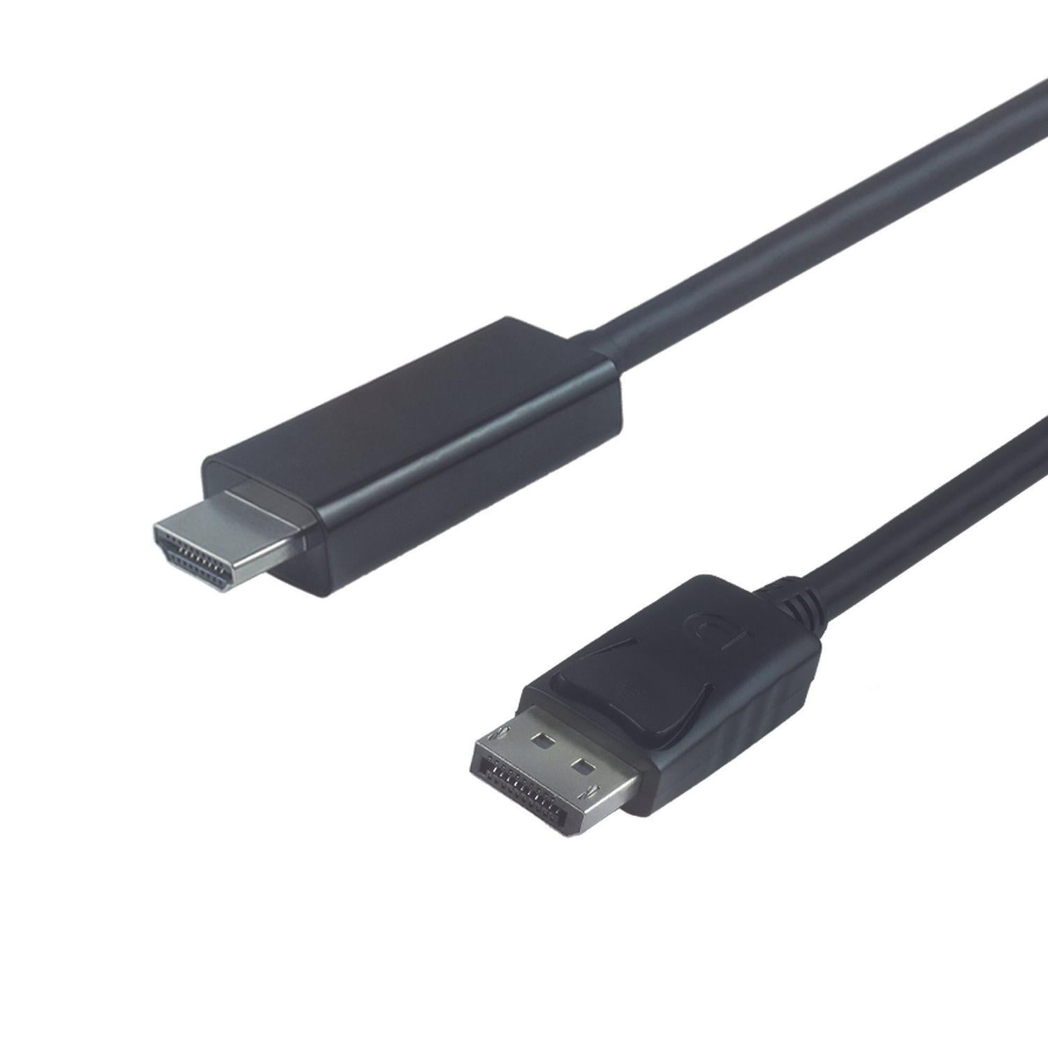 NÖRDIC 2m Displayport 1.2 til HDMI-kabel UHD 4K i 30Hz 10.8Gbps til HDTV dobbeltskærmet