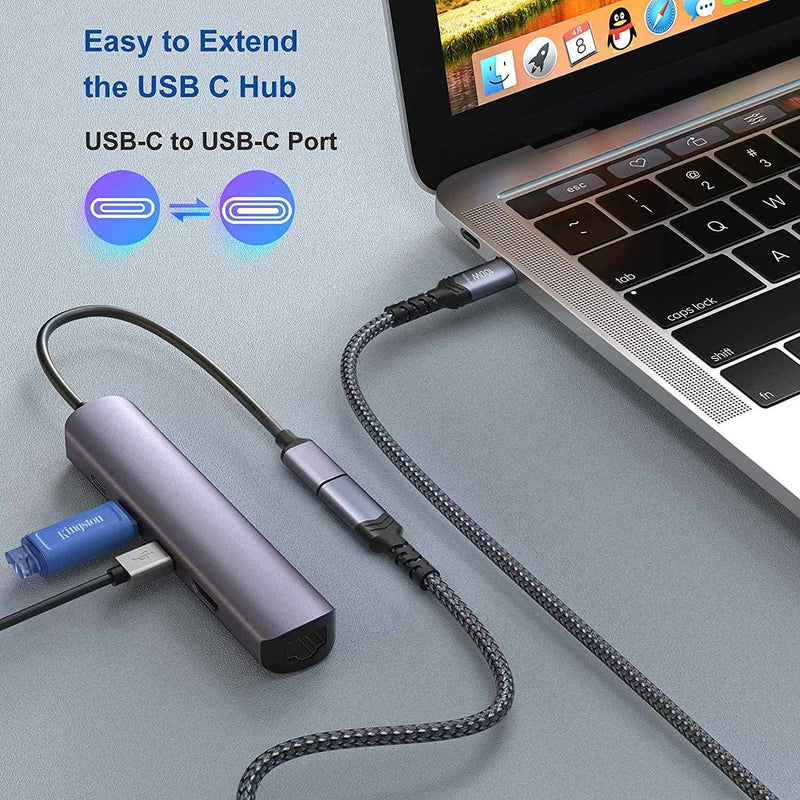 NÖRDIC 2m USB3.2 Gen2 USB-C forlængerkabel han til hun 10Gbps 5A 100W Thunderbolt3