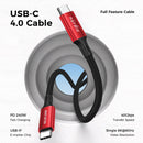 NÖRDIC 2 m USB4 USB-C til C nylonflettet kabel PD3.1 240W 40G 8K60Hz 4K144Hz rød