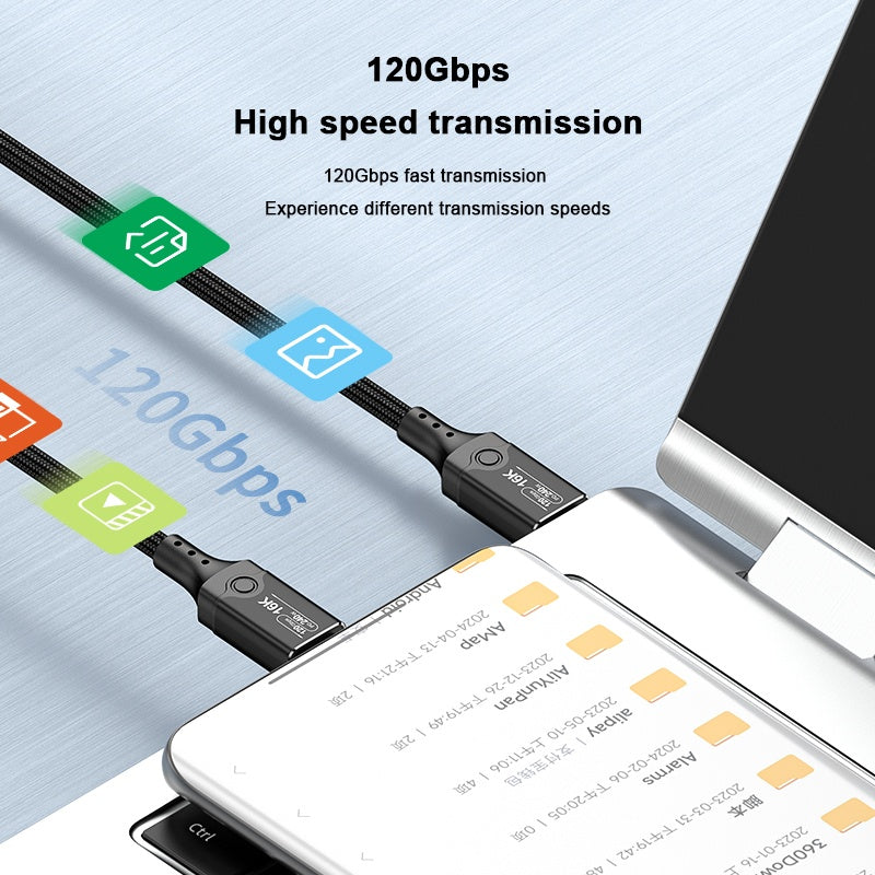 NÖRDIC 1m vinklet USB4 V2.0 120G 16K 240W kompatibel med Thunderbolt 5/4/3