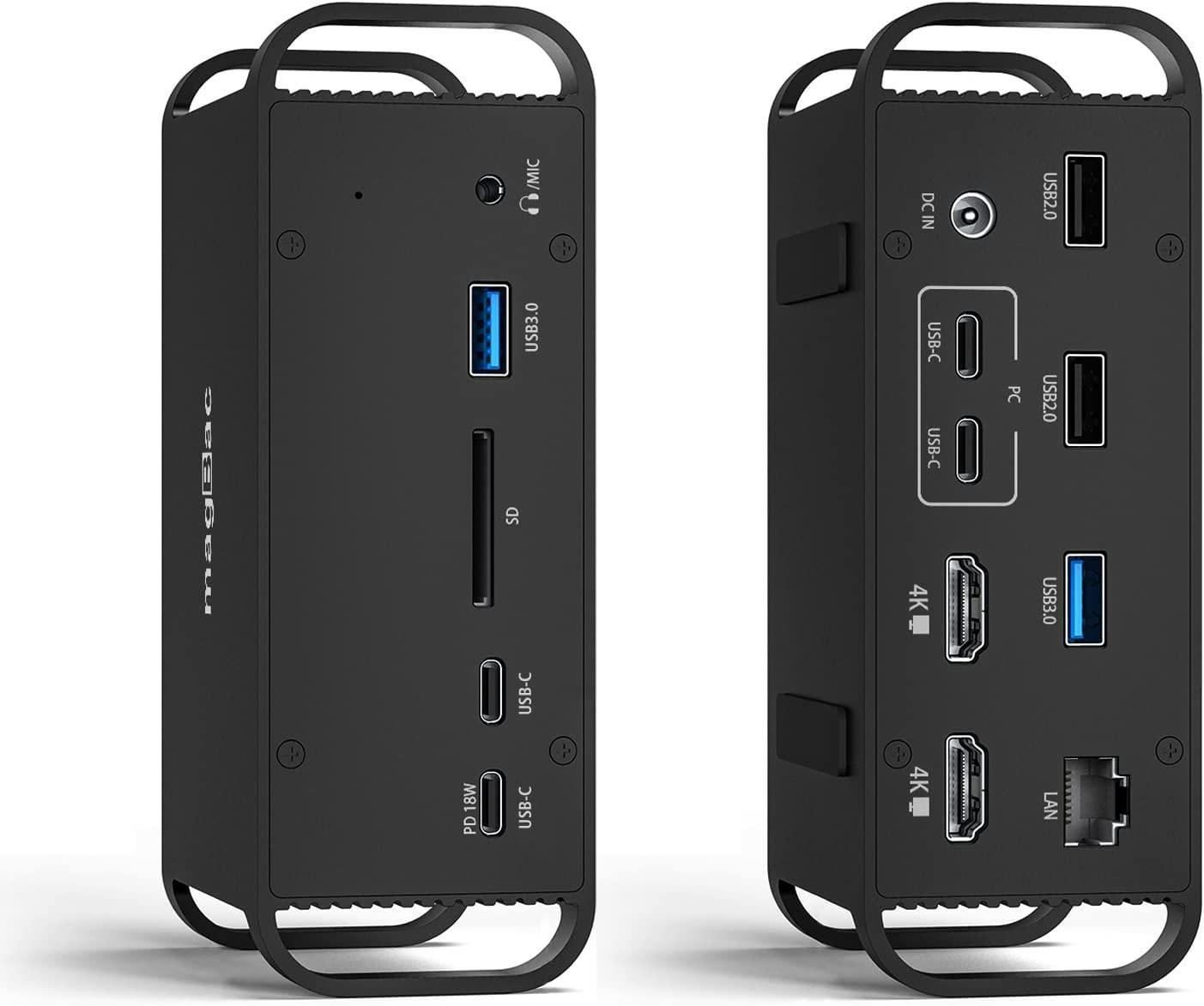 NÖRDIC 2 til 14 USB-C Macbook dockingstation dobbeltskærme 2xHDMI 4K60Hz 7xUSB 1xUSB-C PD65W 1xRJ45 1xAudio 1xSD Thunderbolt 3/4 USB4