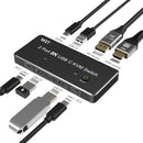 NÖRDIC 2 til 2 KVM-switch USB-C og displayport 1xDP och 1xHDMI 8K 60Hz 3xUSB-A