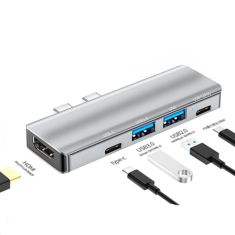 NÖRDIC 2 til 5 USB-C dockingstation til MacBook Pro og Air 1xHDMI 4K30Hz 1xUSB-C 1xUSB-C PD100W 1xUSB-A 3.0 1xUSB-A 2.0