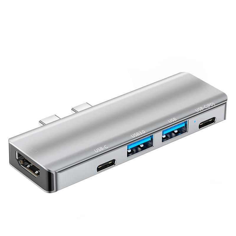 NÖRDIC 2 til 5 USB-C dockingstation til MacBook Pro og Air 1xHDMI 4K30Hz 1xUSB-C 1xUSB-C PD100W 1xUSB-A 3.0 1xUSB-A 2.0