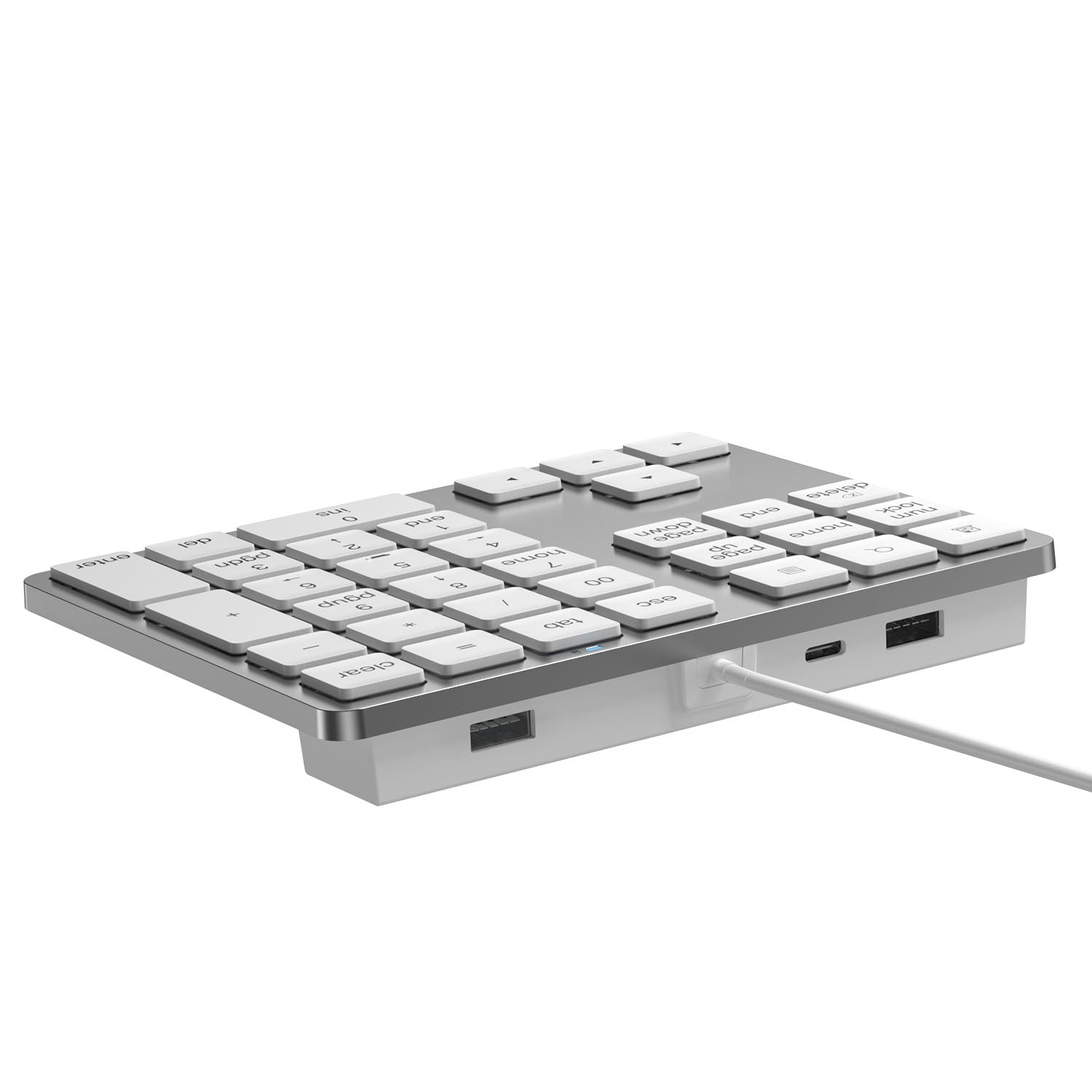 NÖRDIC USB-C Numerisk tastatur med kabel, 34 taster, 2×USB-A + 1×USB-C til opladning