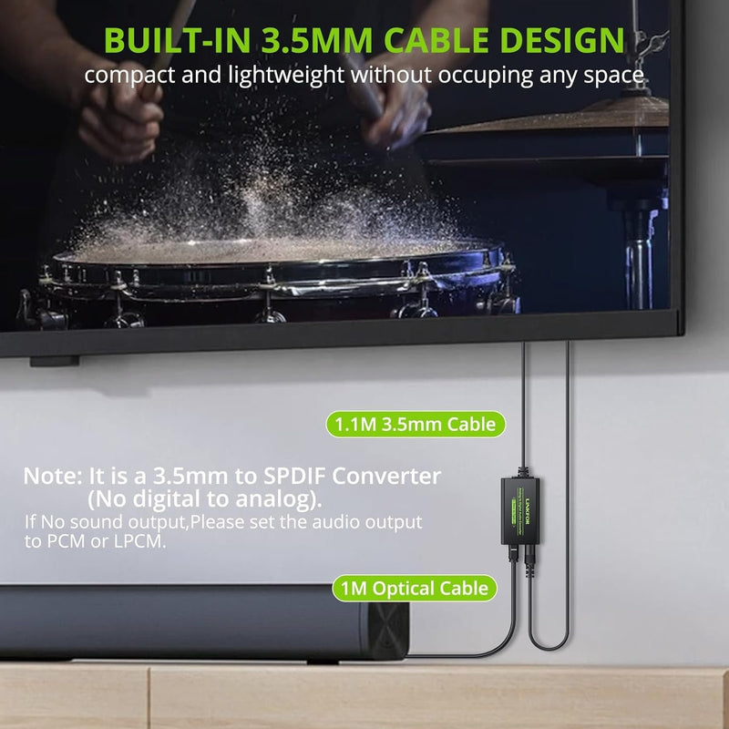 NÖRDIC 48kHz DAC analog til digital konverter 3,5 mm til SPDIF Toslink