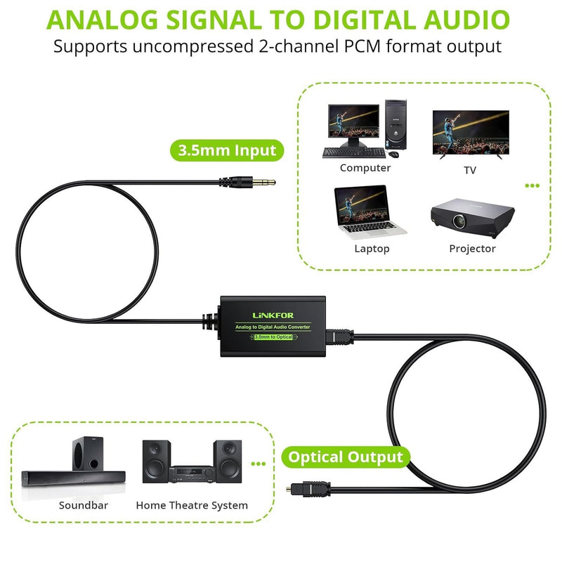 NÖRDIC 48kHz DAC analog til digital konverter 3,5 mm til SPDIF Toslink