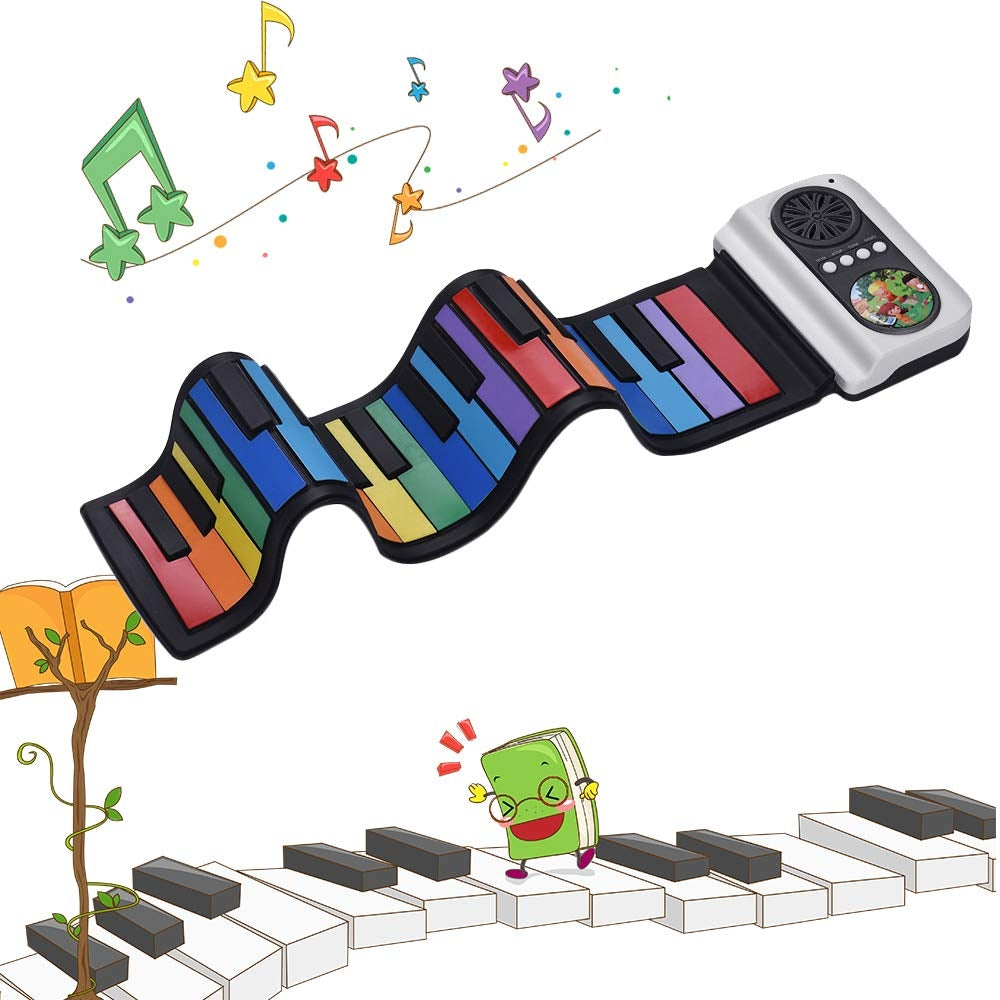 NÖRDIC 37-Key Portable Roll-Up Piano Silicon Electronic Keyboard Colorful Keys Built-in Speaker