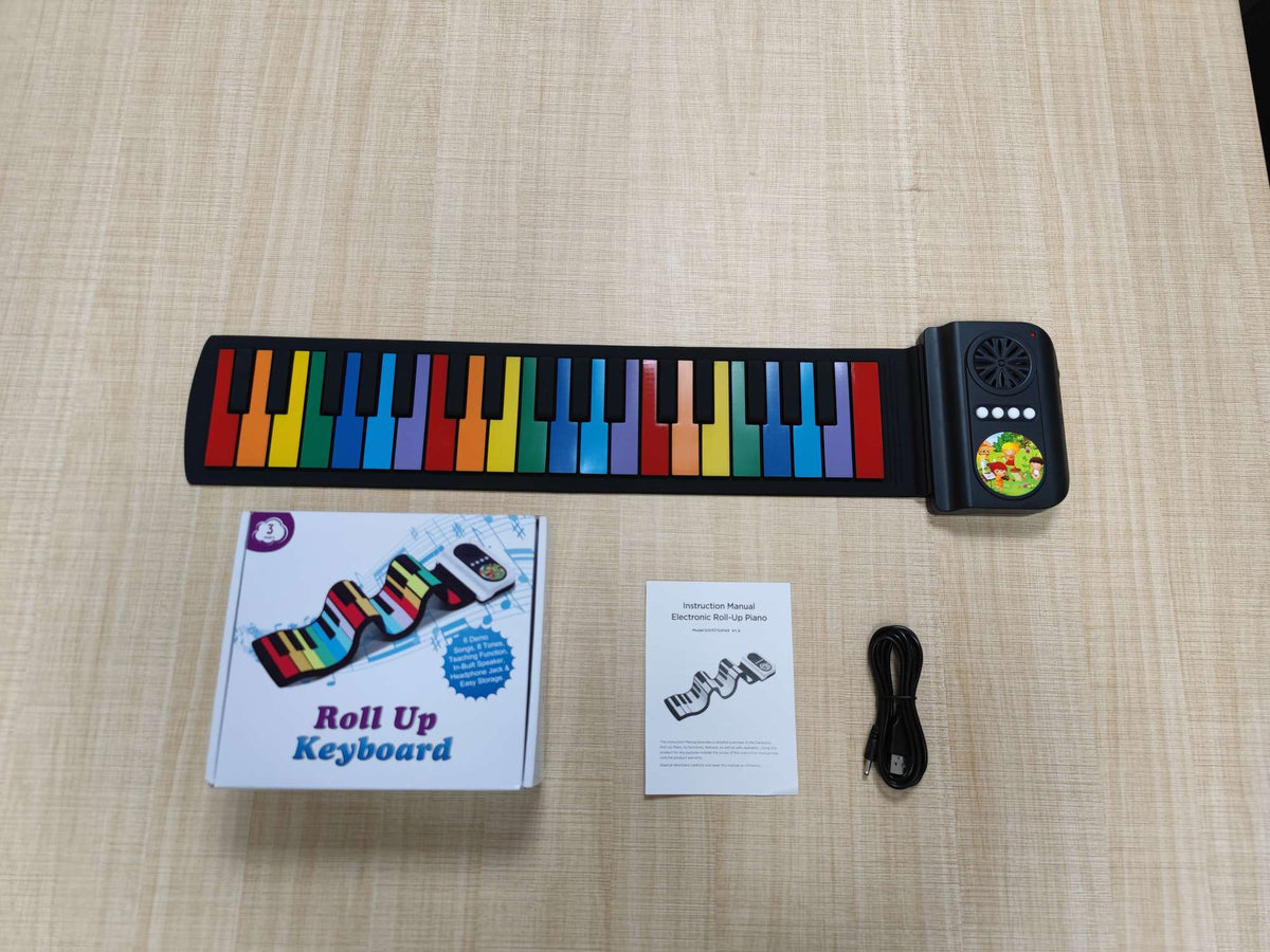 NÖRDIC 37-Key Portable Roll-Up Piano Silicon Electronic Keyboard Colorful Keys Built-in Speaker