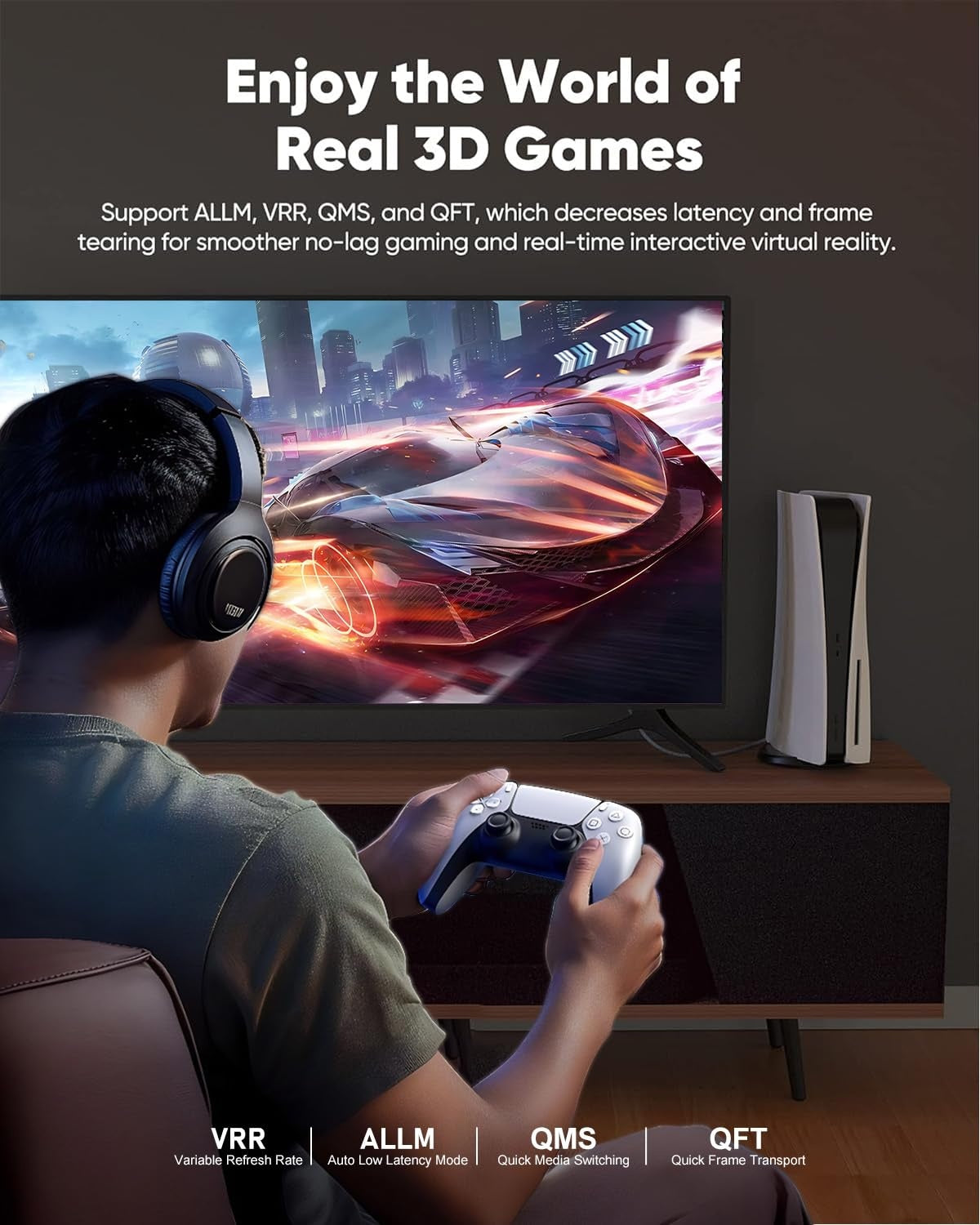 NÖRDIC 3m HDMI 2.2 kabel 96 Gbps, understøtter 16K 60Hz, 8K 240Hz, 4K 480Hz, HDCP 2.2 & 2.3, DTS:X, Dynamic HDR10+ og eARC