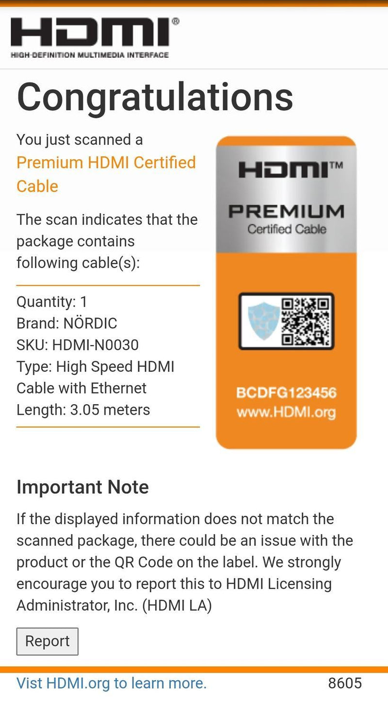 NÖRDIC 3m kabel HDMI 2.0 High Speed med Ethernet 18Gbps 4Kx2K 60Hz UHD støtte til Dynamic HDR Dolby® Vision eARC Game Mode VVR Pure kobber 99,99%