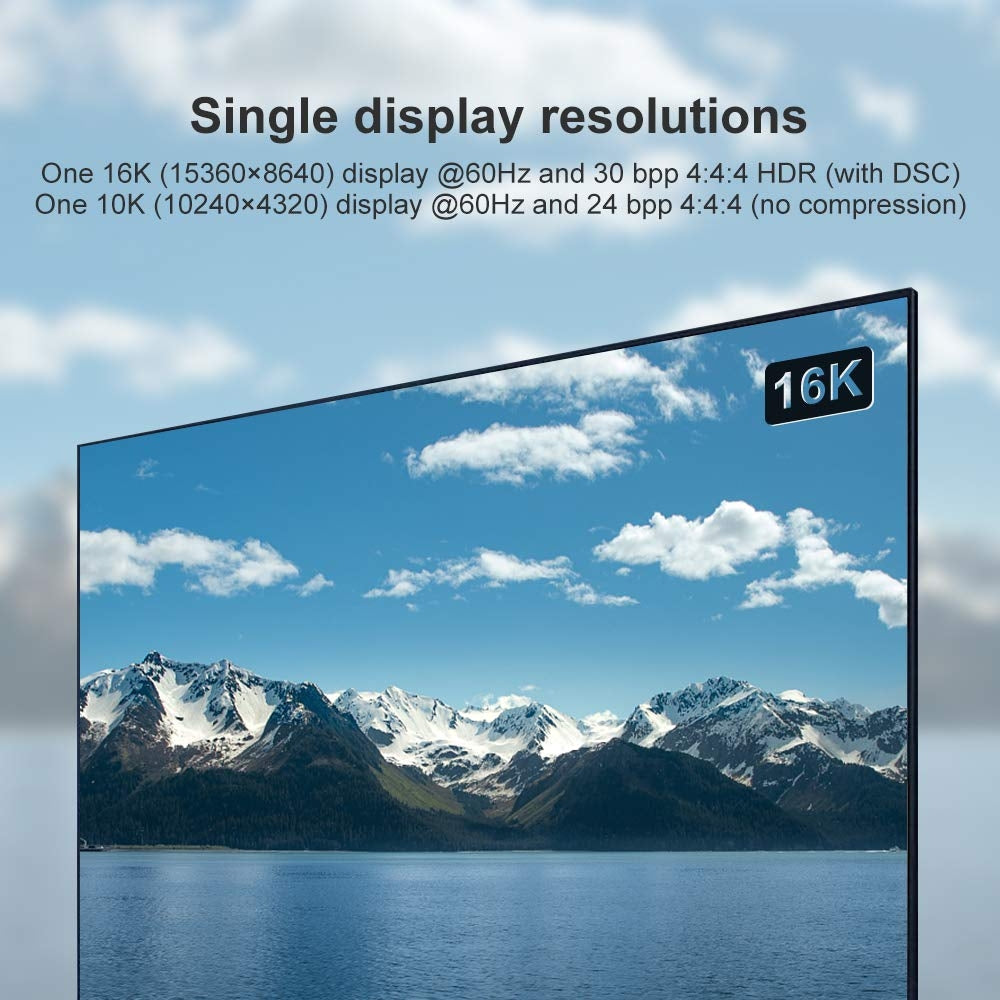 NÖRDIC 3m nylon flettet Displayport 2.1 kabel DP80 UHBR20 80Gbps 16/10/8K60H 4K165/144Hz DSC1.2a HDR HDCP2.2 FreeSync G-Sync