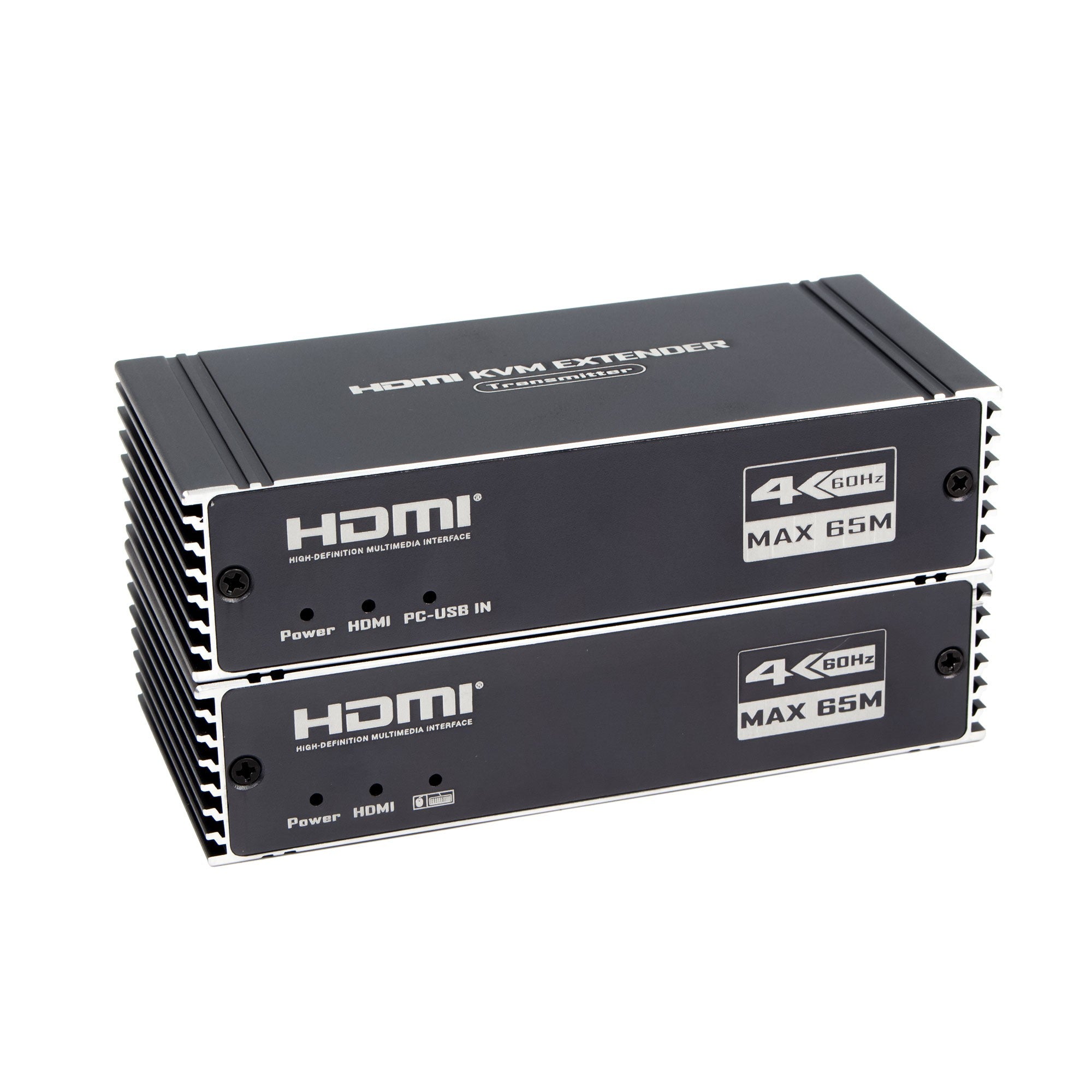 NÖRDIC 4K 60Hz 65 m HDMI KVM-forlænger med USB over Cat5e/Cat6 POC med loop-understøttelse til USB-tastatur og mus til PC-computer