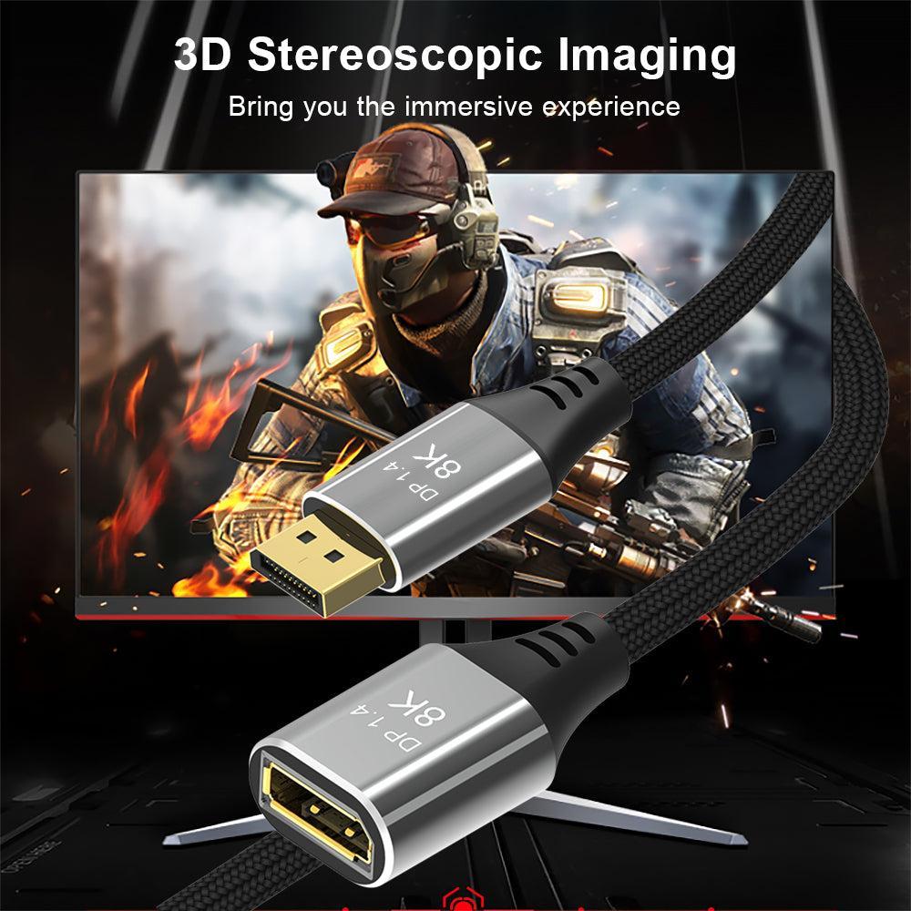 NÖRDIC 50 cm Displayport 1.4 forlængerkabel UHD 8K60Hz 4K144Hz 32.4Gbps 10-bit HDR
