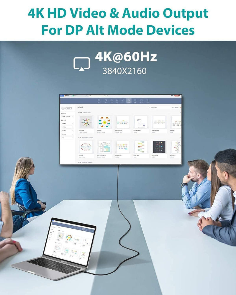 NÖRDIC 50 cm USB3.2 Gen2 SuperSpeed USB 10 Gbps USB-C til C Nylon flettet kabel med strømforsyning 100W, 4K60Hz video og Emarker